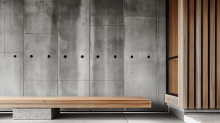 Modern interior walls with wood and concrete. Generative AI