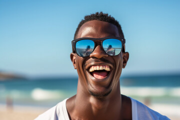 People having nice rest at the beach summer beautiful day weekend vacation time Generative AI picture