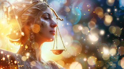 Woman in the image of a zodiac sign Scales