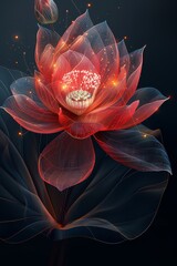 Red Flower on Black Background