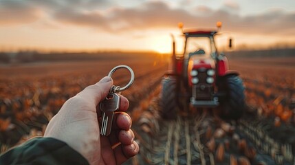 The Key to Power: A Person Unlocking a Tractor