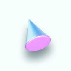 3d holographic primutive shape. Render of 3d neon iridescent cone with rainbow effect. Realistic 3d vector