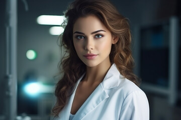 Fototapeta premium Doctor scientist working in modern hi-tech laboratory with innovation research, Generative AI illustration