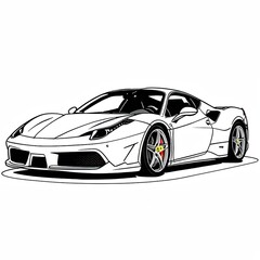 white sports car coloring page