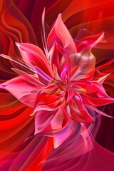 Red and Pink Flower With Swirls