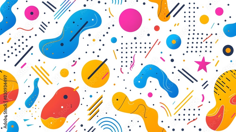 Poster vivid abstract geometric shapes and patterns for trendy digital content design