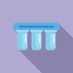 Flat design vector of stylized blue pillars on a purple background, ideal for icons and logos