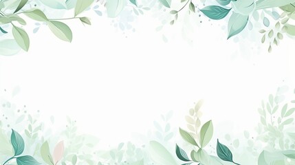 Elegant floral border design with a mix of green and blue foliage. Perfect for invitation, greeting card, and wedding stationery backgrounds.