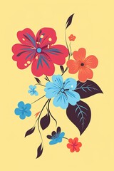 Beautiful Flowers Arrangement on Yellow Background