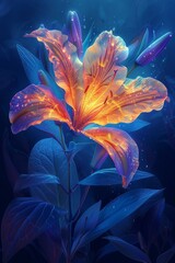 Elegant Painting of a Flower With Water Droplets