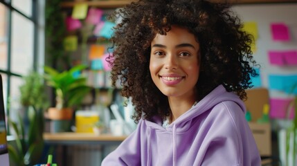 The woman in purple hoodie