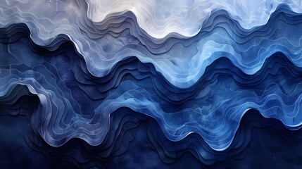 Obraz premium Blue and white lines texture mountains poster background