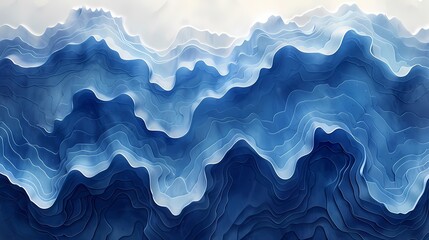 Obraz premium Blue and white lines texture mountains poster background