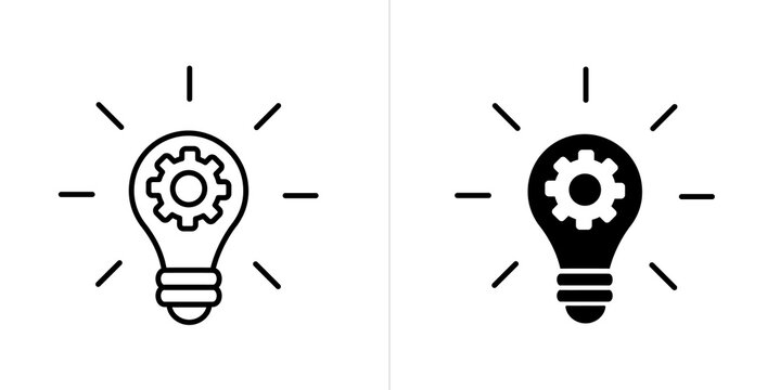 Innovation editable stroke and solid web icon set. Vector illustration