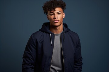 Obraz premium A young man in a black jacket