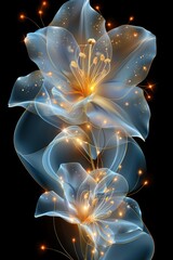 Two White Flowers With Glowing Petals