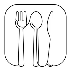 spoon fork and table knife one line icon