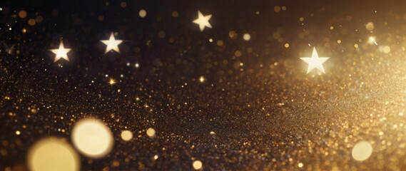 Abstract light magic luxury background with stars cosmos on the gold background