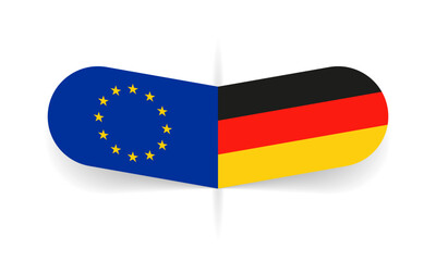 EU and Germany flags. European Union and German flag, national symbol design. Vector illustration.