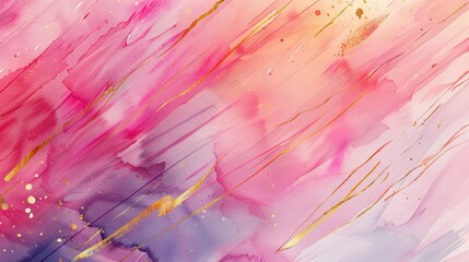 watercolor streaks with golden lines background