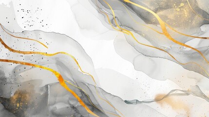 watercolor streaks with golden lines background
