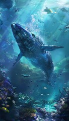 Fototapeta premium Animals of the underwater sea world. Ecosystem. Colorful tropical fish. Life in the coral reef