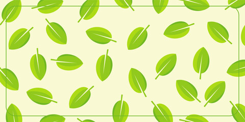 earth day background green colors abstract shapes, leaves seamless pattern. template design for banner, poster, social media, greeting card.