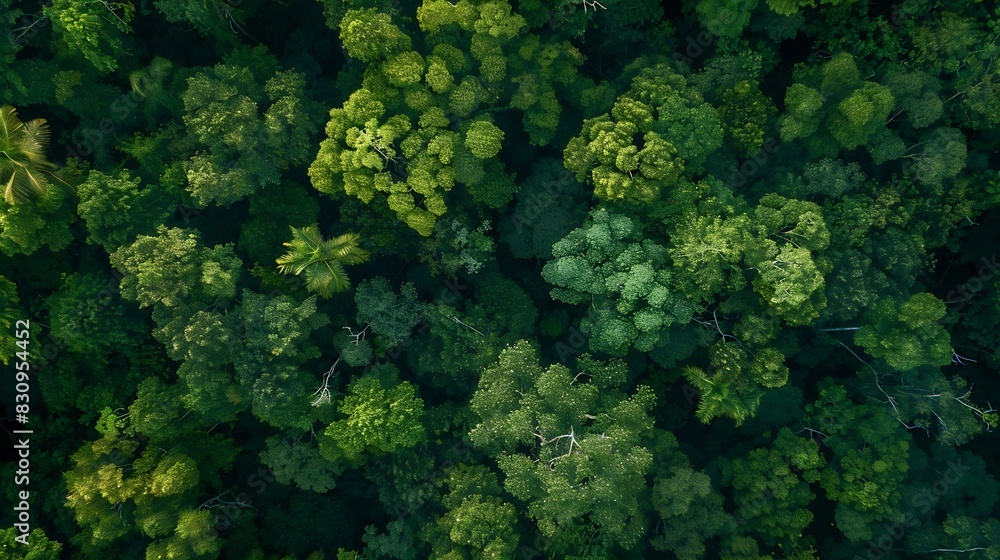 Poster aerial top view forest tree rainforest ecosystem and healthy environment concept and background text