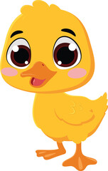 Cute little duck cartoon, isolated on white 