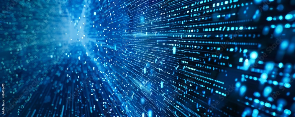 Aufkleber abstract digital data streams in blue tones representing technology, data transfer, and futuristic c
