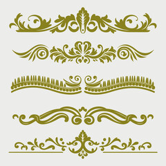 Chartreuse color vintage intricate design ornate elements decorative, swirls, borders