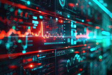 Close-up of healthcare transformation using innovative technology with glowing lights and a sleek design. Highlights advanced medical research and futuristic healthcare solutions.