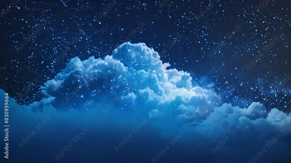 Poster a starry night sky with clouds made of encrypted data alluding to the highlevel privacy and protecti