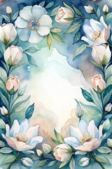 watercolor frame with flowers
