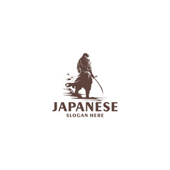 Japanese ninja logo vector illustration
