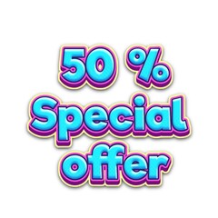 3D 50% Special offer text poster