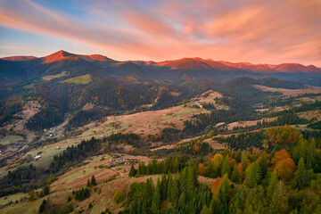 Obraz premium Mountains during sunset. Beautiful natural landscape in the summer
