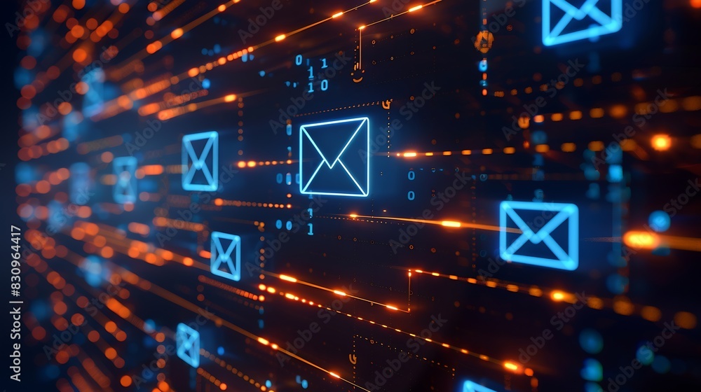 Leinwandbilder Security monitoring threat protection on the network protection data from spam virus by notification in internet email letter junk or trash mail and compromised information Cybersecuri : Generative AI
