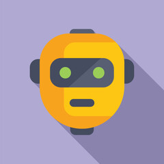 Colorful cartoon robot avatar with purple background flat design mascot illustration of a cute and friendly technology icon with artificial intelligence