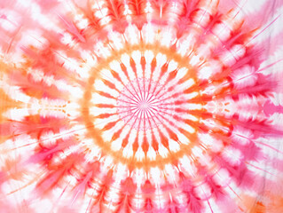 Ai Generated Art Pink Watercolor Abstract Tie Dye Ornament on White Background in Pastel Pink  Orange Colors