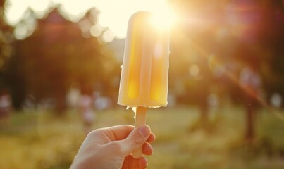 A cold popsicle or ice cream cone on a hot day is a refreshing and pleasant treat.