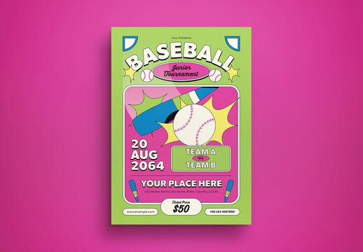 Green Maximalism Baseball Flyer Layout