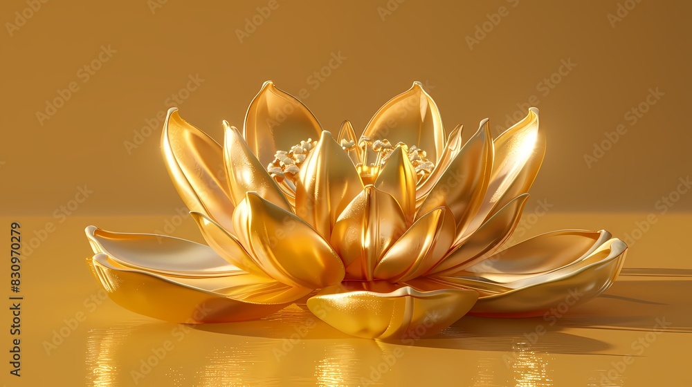 Poster digital technology golden three-dimensional lotus abstract graphic poster web page ppt background