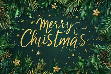 Christmas and New Year Greeting Card Background with Tree Branches