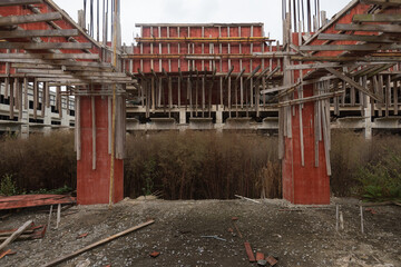 A construction site abandoned before completion