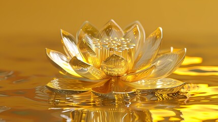 Digital technology golden three-dimensional lotus abstract graphic poster web page PPT background