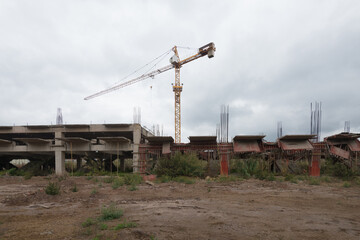 Fototapeta premium A construction site abandoned before completion