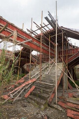 A construction site abandoned before completion