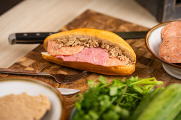 Image of fresh fruits and vegetables on the kitchen table