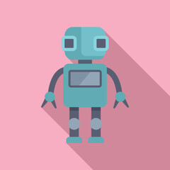 Charming flat design of a cartoon robot character on a pastel pink backdrop